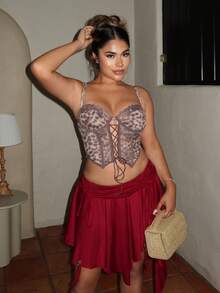 Maria Perezxox Áo hai dây ren xuyên thấu gợi cảm, kiểu buộc dây, thích hợp cho các buổi tiệc tối, tiệc cocktail, câu lạc bộ, sinh nhật, ngày lễ, hẹn hò, kỳ nghỉ. - màu nâu - Xem 4
