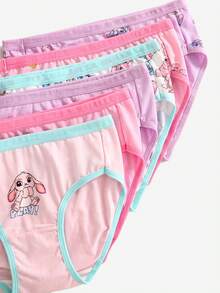 SHEIN 5-Piece Toddler Girls Underwear,Soft Knit Skin-Friendly Panties With Cartoon Graphic Print,Pink Purple Light Blue Snug Fit Daily Comfortable Briefs - Multicolor - View 6