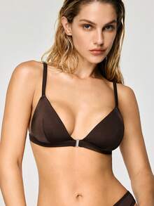 SHAPORA 一件装 前扣式摩卡色无钢圈聚拢文胸，带侧支撑，女士款 - 咖啡棕 - 查看 1