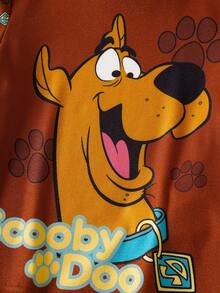 SCOOBY-DOO X SHEIN Bộ đồ mặc nhà tay ngắn cổ tròn in họa tiết dễ thương cho bé trai - DOO - màu nâu - Xem 5