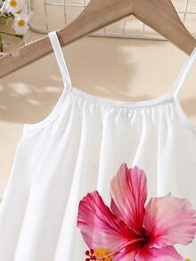 SHEIN 1件适合4-7岁女童的碎花无袖连衣裙，轻薄面料，活泼吸睛，适合海滩度假/休闲穿着，夏季款 - 彩色 - 查看 5