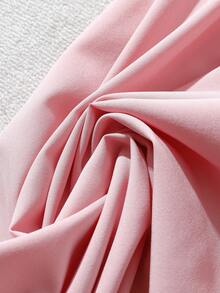 GlowEve CURVE Plus Size Women's Square Neck Ruffle Trim Puff Sleeve Cinched Waist Colorblock Chiffon Splice Blush Pink Summer Elegant Formal Tea Party A-Line Long Dress - Pink - View 5