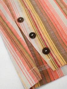 EMERY ROSE 大码女士休闲七分裤，百搭度假裤，纽扣装饰，实用口袋和开衩裤脚，女士春夏沙滩休闲裤 - 彩色 - 查看 6