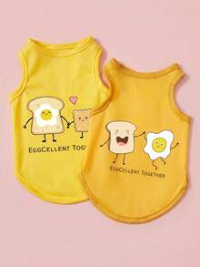 Bộ áo vest cho thú cưng in hình bánh mì và trứng, kiểu dáng giản dị, mềm mại và thoáng khí, chống rụng lông. - Nhiều màu - Xem 1