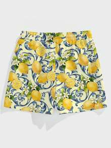 VIVINTIMO Men's Lemon Print Beach Shorts, Mesh Lining - Multicolor - View 3
