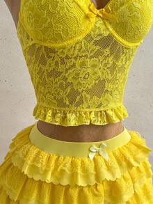 Soleia Women's Yellow Lace Camisole For Vacation - Yellow - View 6