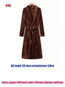 Áo choàng tắm nữ dài cổ ve áo, lót lông cừu, chất liệu flannel, kiểu dáng thoải mái, mềm mại, sang trọng, thanh lịch và quyến rũ, thích hợp cho đầu mùa xuân. - Màu Khaki - Xem 15