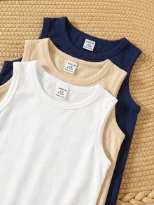 Bộ 3 món áo liền quần không tay họa tiết hoạt hình sọc dễ thương cho bé trai sơ sinh mùa hè - Nhiều màu - Xem 5