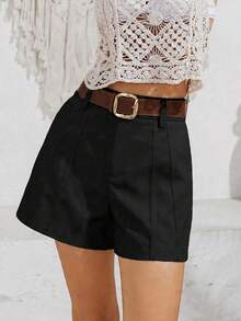 Anewsta Women's Fashionable, Versatile, Casual Design Shorts For Spring/Summer - Black - View 4