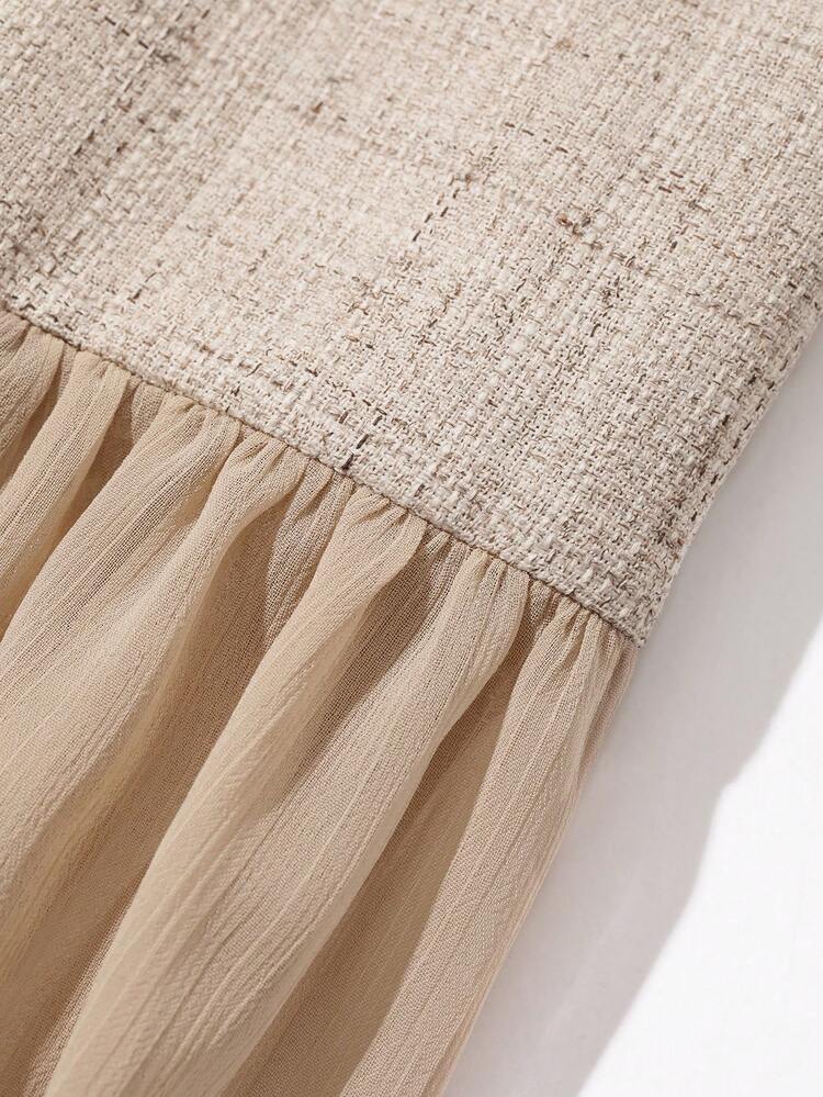 Contrast Lace Tassel Hem Sleeveless Deep V Elegant Vacation Dress For Women Sun Dresses For Women