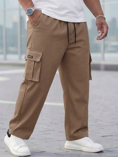 ResortEase 秋季大码男士纯色宽松休闲工装裤