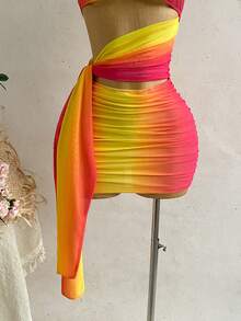 Soleia Women's Gradient Hollow-Out Bandeau Mini Dress, Suitable For Beach & Holiday In Summer - Multicolor - View 5