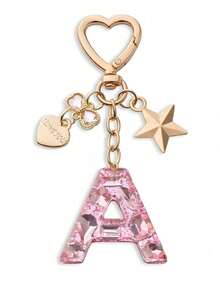 Llavero con letra linda, llavero rosa con diamante, llavero colgante de letra mayúscula de resina con lámina, llavero elegante, regalo para mujer, decoración de billetera, Día del Padre, Día de la Madre, regalo de cumpleaños, regalo festivo de Acción de Gracias y Navidad. - Polvo de diamante - Ver 28