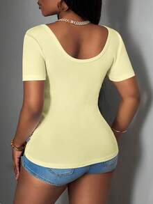 Slaydiva 2025 New Basic Sleeveless V-Neck Ribbed Tank Top For Plus Size Women, White - Light Yellow - View 2