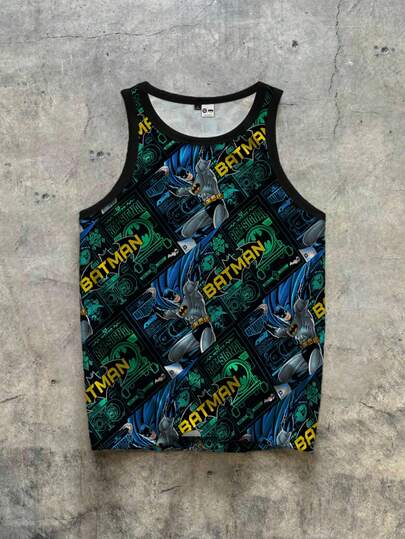 BATMAN X SHEIN Manfinity EMRG Men's American Street Style All-Over Print Tank Top With Joker Design