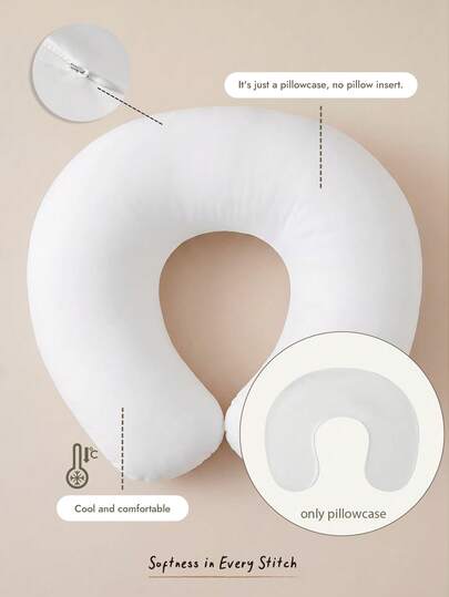 Cozy Pixies 1 Piece Of White Cool Pregnant Women Breastfeeding Pillow Pillowcase (Excluding Pillow Core), Which Can Be Replaced And Cleaned. The Cool Material Is Soft And Comfortable.