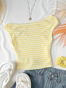 Tween Girl Tween Girls Casual Comfortable Fitted One Shoulder T-Shirt - Yellow - View 2