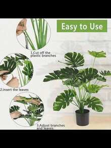 1 pieza Árbol artificial de bambú de ratán de 38CM, 60CM, 75CM con hojas de palma de plástico verde para decoración del hogar, jardín, cocina, oficina, boda, fiesta, interior y exterior, regalo - Verde - Ver 8