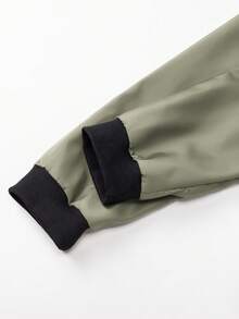 Manfinity Homme Men's Contrast Color Minimalist Casual Long Sleeve Jacket - Khaki - View 7