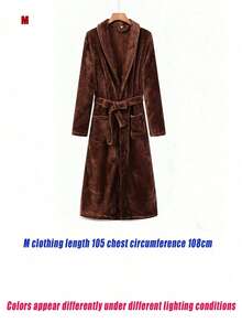 Áo choàng tắm nữ dài cổ ve áo, lót lông cừu, chất liệu flannel, kiểu dáng thoải mái, mềm mại, sang trọng, thanh lịch và quyến rũ, thích hợp cho đầu mùa xuân. - Màu Khaki - Xem 13