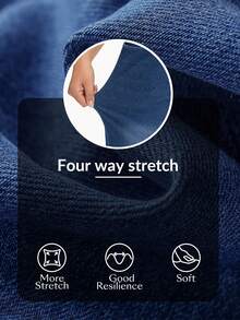 Flexra Quần jean denim dáng casual đường phố, cạp chun co giãn dành cho nữ cỡ lớn, mùa hè. - Rửa tối - Xem 7