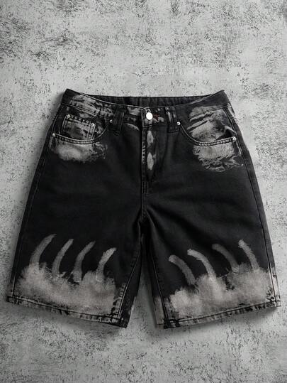 Manfinity EMRG 男士休闲牛仔百慕大短裤，带口袋，外出牛仔短裤，宽松黑色牛仔短裤，适合丈夫、男朋友的礼物