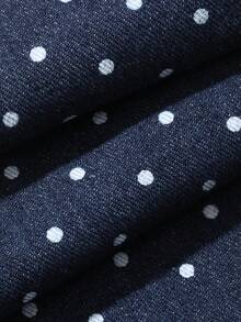 Quần jeans ống rộng chấm bi dáng rộng thoải mái dành cho nữ - Màu xanh lam - Xem 9
