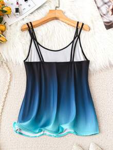 SHEIN LUNE Plus Size Ombre Camisole Top, Suitable For Summer - Cadet Blue - View 2