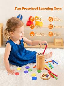 MINKOJA Una taza magnética de clasificación de colores de madera multifuncional 5 en 1, un juego para la práctica de clasificación y conteo de colores, perfecto como regalo de cumpleaños para niños, juguetes de madera (apto para mayores de 3 años) - Multicolor - Ver 4