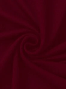 SHEIN LUNE 女士时尚泡泡印花T恤，适合派对和通勤穿着。 - 酒紅色 - 查看 4