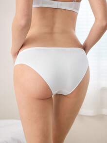 Ocili Embroidered Jacquard Minimalist Comfortable Women's Panties - White - View 3
