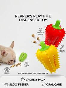 PETSIN 1 Quả bóng nhỏ hình giọt tiêu bằng chất liệu TPR, đồ chơi cho chó gặm, bàn chải đánh răng, đồ chơi đánh hơi cho thú cưng, đồ chơi giúp chó tự giải trí và thư giãn. - Nhiều màu - Xem 6