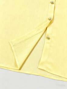 Franclia Áo kiểu nữ cỡ lớn màu hồng thanh lịch mới cho mùa hè, chất liệu chiffon, cổ trắng, dáng rộng, tay ngắn. Thích hợp cho mùa hè, lễ hội và các dịp nghỉ lễ. Đặc điểm nổi bật: cúc kim loại trang trí, kiểu dáng đa năng, cổ áo tương phản, dáng rộng, tay ngắn và vải xếp ly. Trang phục mùa tốt nghiệp, trang phục công sở thời trang, trang phục thường ngày năng động, trang phục chuyên nghiệp thành thị. - Màu vàng - Xem 5