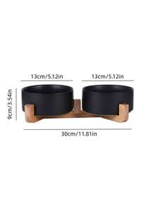 Ceramic Dual Bowl Pet Feeder Ergonomic Angled Design Non Slip Base Stable Dishwasher Cat Dog Water Food Set Black - multicolor - View 12