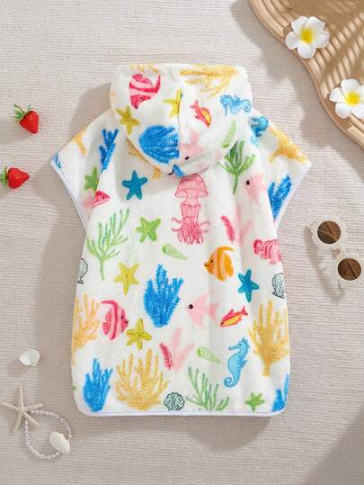 Cozy Pixies Đầm đi biển có mũ in hình sao biển cho bé gái