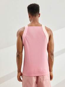 Driftmere 2 Packs Men's Solid Ribbed Casual Versatile Tank Top Ribbed Tank Top Pink And White Tank Tops Tank Tops Pack Square Neck Tank Top - Multicolor - View 2