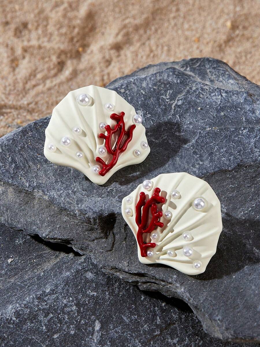 Opalesca Boucles d'oreilles mode femme, premium/élégantes/chics/pour usage quotidien/minimalistes, perle/cristal, été/plage/bal/fête/vacances, fiançailles/mariage/promesse, mariée, cœur/floral, style féerique/sirène - Multicolore - Voir 1