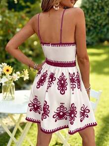 KARISMINA Print Sleeveless Dress For Women, Spring/Summer Golf White Sexy - Redwood - View 2
