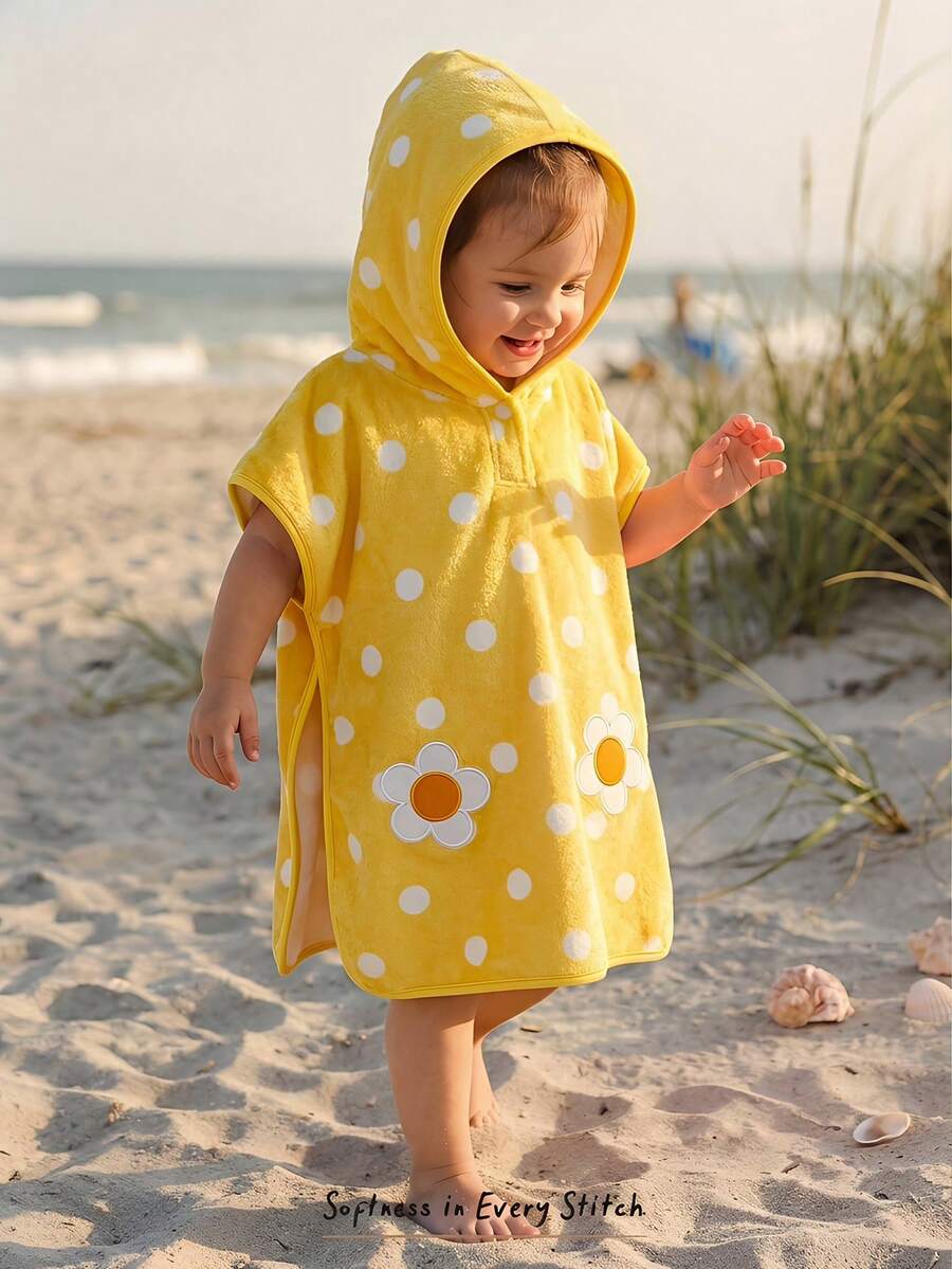 Cozy Pixies 女婴波点图案连帽沙滩罩衫 - 彩色 - 查看 1