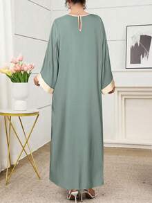 Al Najma Women's Casual Floral Print Round Neck Dress, Suitable For Gatherings And Outings - Green - View 6