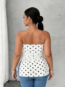 SHEIN Elenzya Áo ống chấm bi dáng rộng, đa năng dành cho nữ cỡ lớn - Nhiều màu - Xem 2