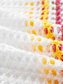 SHEIN PETITE 女士度假条纹镂空侧开衩针织连衣裙 - 白色 - 查看 6