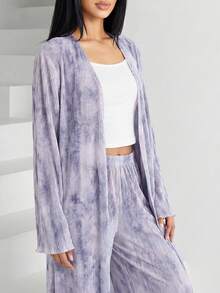 Bộ 2 món gồm áo dài tay in họa tiết toàn thân và quần cạp chun cho nữ. - Nhiều màu - Xem 3