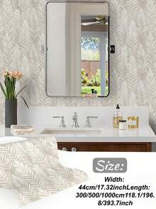 1 rollo de papel tapiz con textura y diseño de hojas en estilo bohemio en color beige, adhesivo de PVC autoadhesivo, a prueba de agua y humedad, con diseño floral, removible y reutilizable, fácil de instalar y limpiar, adecuado para sala de estar, cocina, dormitorio, comedor y decoración de muebles, empalme sin costuras - Bohemia - Ver 5