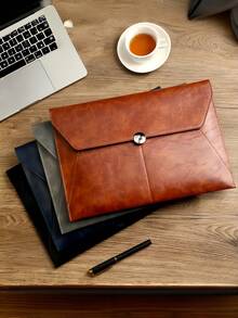 Faux Leather Document Bag, A4 Folder For Business & School Supplies, Information Organizer With Zipper, Portable Storage Pouch For Office, College, Teacher, Student, Back To School Essentials, Work & Travel Accessories - A4 - View 7