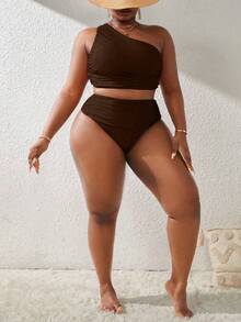 Slaydiva Bộ đồ bơi tankini size lớn mới 2026 cho kỳ nghỉ hè, tiệc bãi biển, kỳ nghỉ lễ, màu nâu họa tiết nhiệt đới - màu nâu - Xem 5