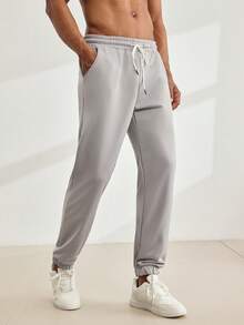 Driftmere Quần jogger nam in chữ, có dây rút ở eo và túi - Xám - Xem 8