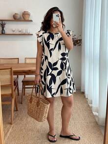 Váy thường ngày in họa tiết cây cỡ lớn cho kỳ nghỉ Váy thường ngày cho phụ nữ Váy thường ngày cho phụ nữ - Nhiều màu - Xem 3