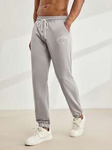 Driftmere Quần jogger nam in chữ, có dây rút ở eo và túi - Xám - Xem 1