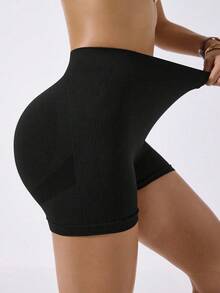 Dewbera Dewbera Letter Print High Waist Fitted Sports Shorts - Multicolor - View 4